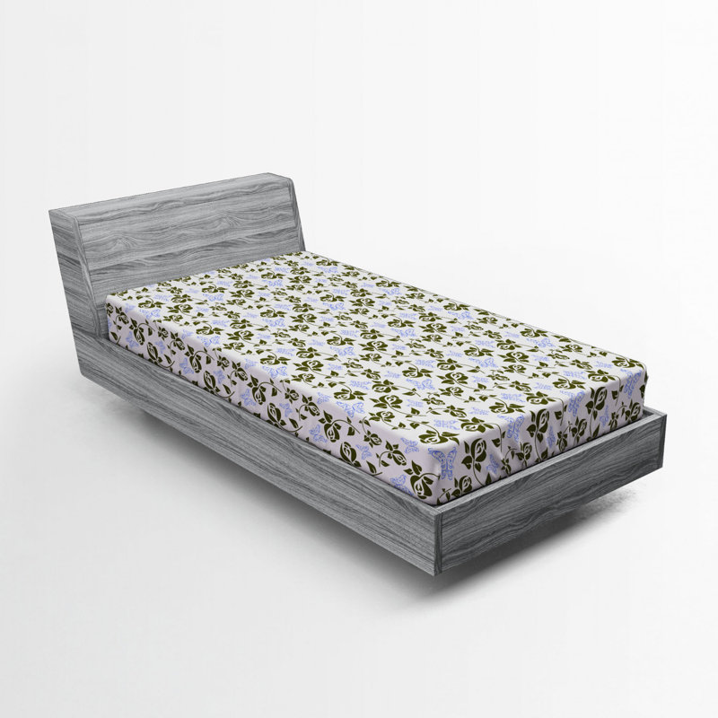 Microfiber Floral Fitted Sheet, Twin XL Fitted Sheet, Gray/Red Floral