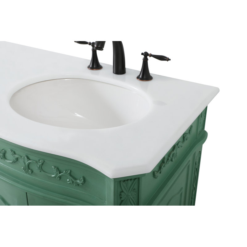 Ensemble de meuble-lavabo double 60 po Lunette, Menthe rétro, Blanc ivoire