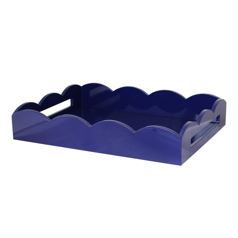 Plateau de repose-pieds laqué festonné, H 26 po x l 17 po x P 3,25 po, Bleu marine