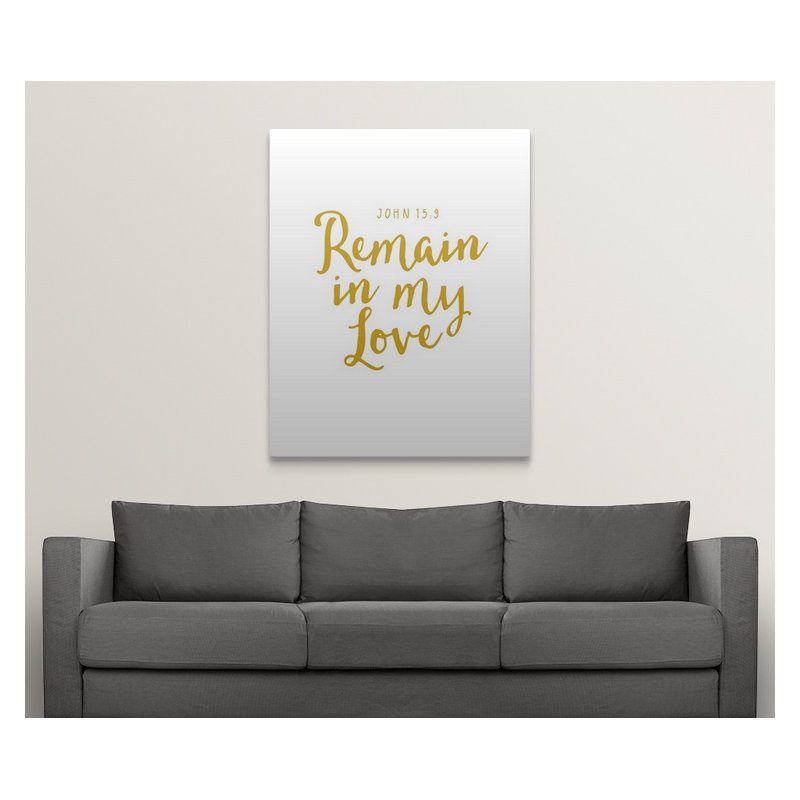 « john 15:9-scripture art », art textuel, H 20 po x l 16 po x P 1,5 po, Toile