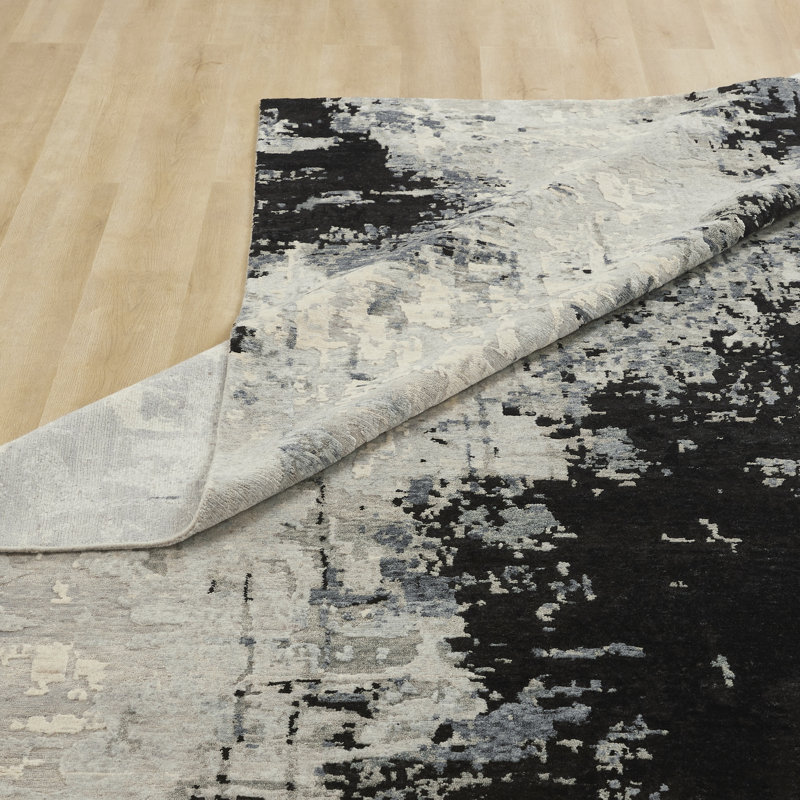 Solaris Obsidian Mist Hand-Knotted Wool Area Rug, Rectangle 10' x 14'