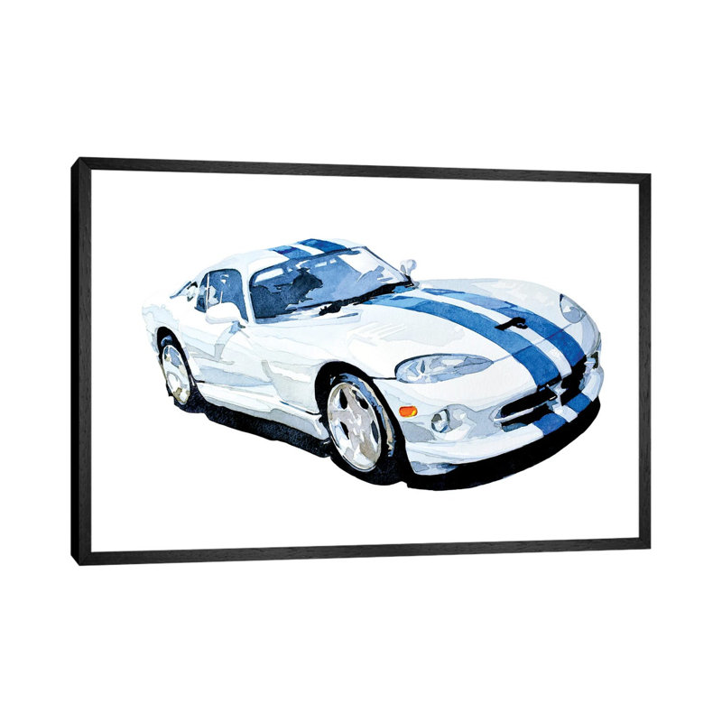 Car by EdsWatercolours - Wrapped Canvas Gallery-Wrapped Canvas Giclée, 66.04 cm H x 45.72 cm W, Black Framed