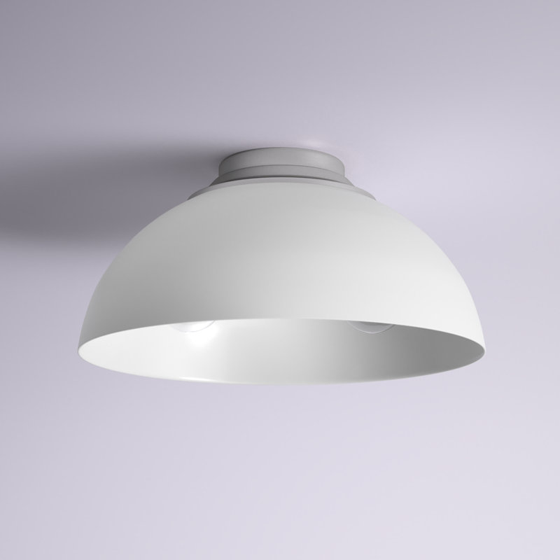 Ringwood Steel Flush Mount, Pewter, Matte White