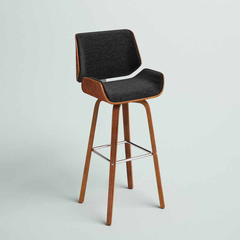 Borica 29.92" Swivel Fabric Bar Stool, Hemp Fabric-Dark Grey