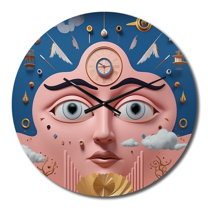 Horloge murale rose en métal, Moyenne