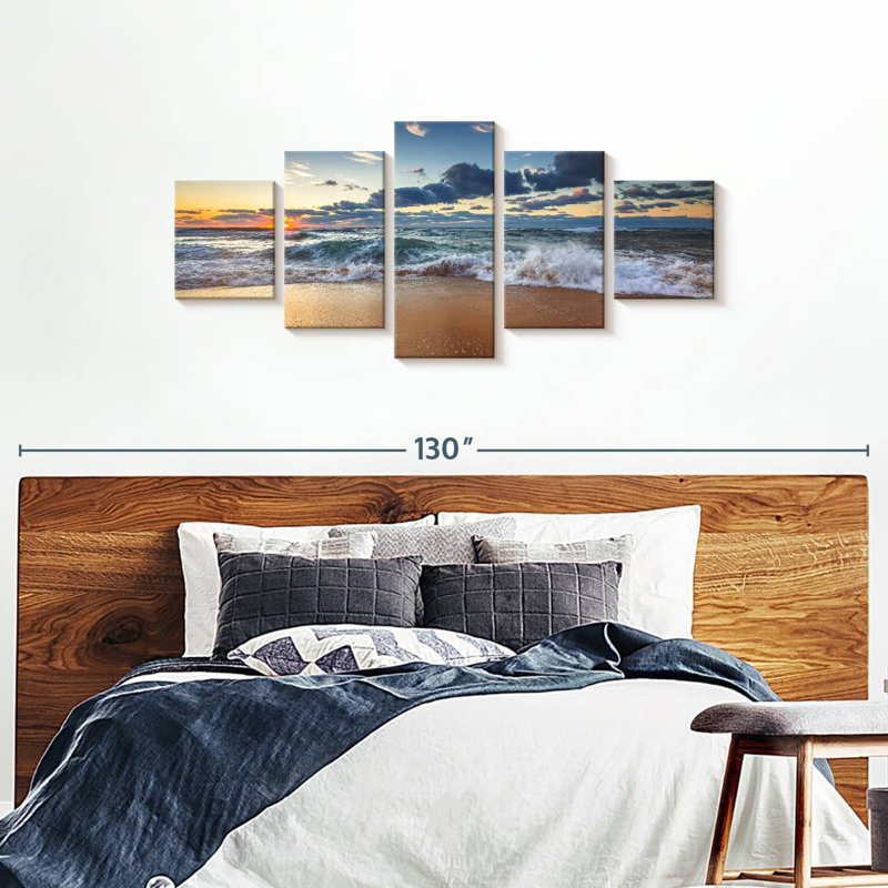 Ensemble 5 pièces Sea Cloudscape sur toile, H 80 po x l 36 po x P 1,25 po