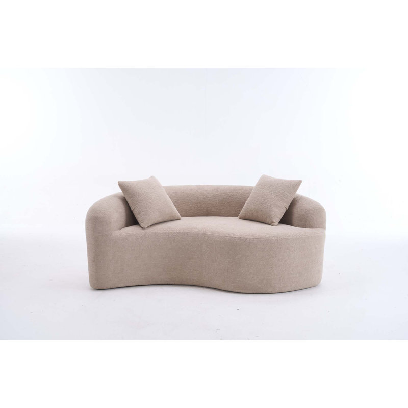 Canapé compact en chenille à double profondeur en S pour petits espaces, sans assemblage, Beige