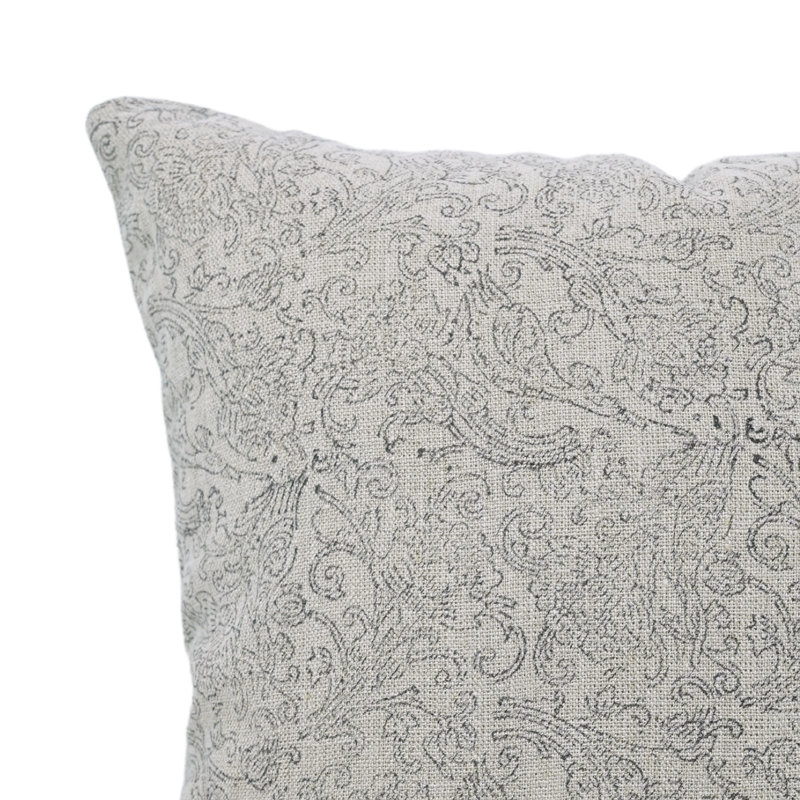 Housse de coussin en lin à imprimé bloc Fabmadine Handmad, Sudharshan Jaal, Rectangulaire, H 12 po x l 20 po