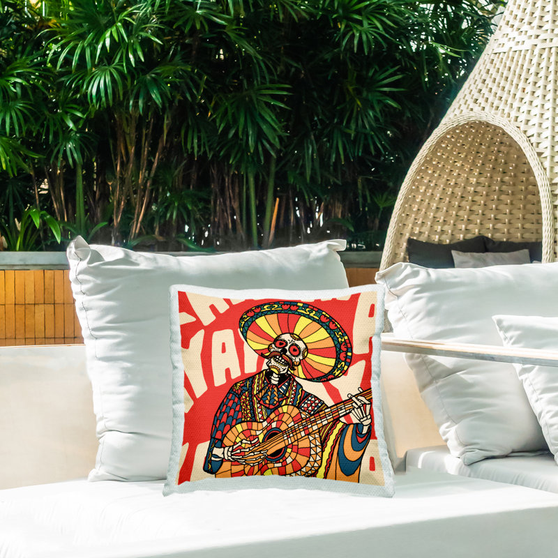 Coussin d'extérieur imprimé Day of Dead
