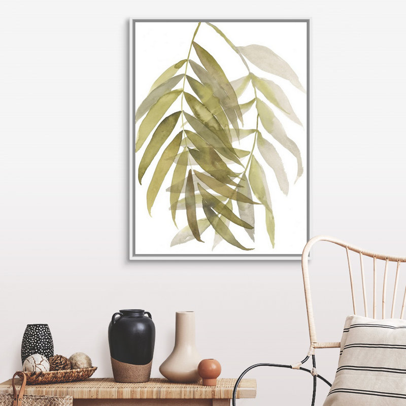 «Palm Embrace II», art mural sur toile, Toile avec cadre blanc, H 42 po x l 32 po