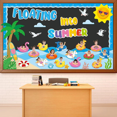Ensemble de décoration de tableau d'affichage flottant dans la classe d'été, découpes de papier de thème tropical hawaïen, artisanat photo d'anneau de bain, fournitures de classe pour les enseignants
