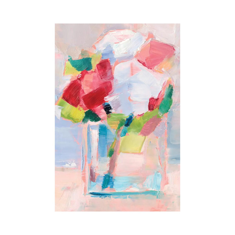 Fleurs abstraites dans un vase II par Ethan Harper - reproduction d'art, Toile tendue, Pas de tapis