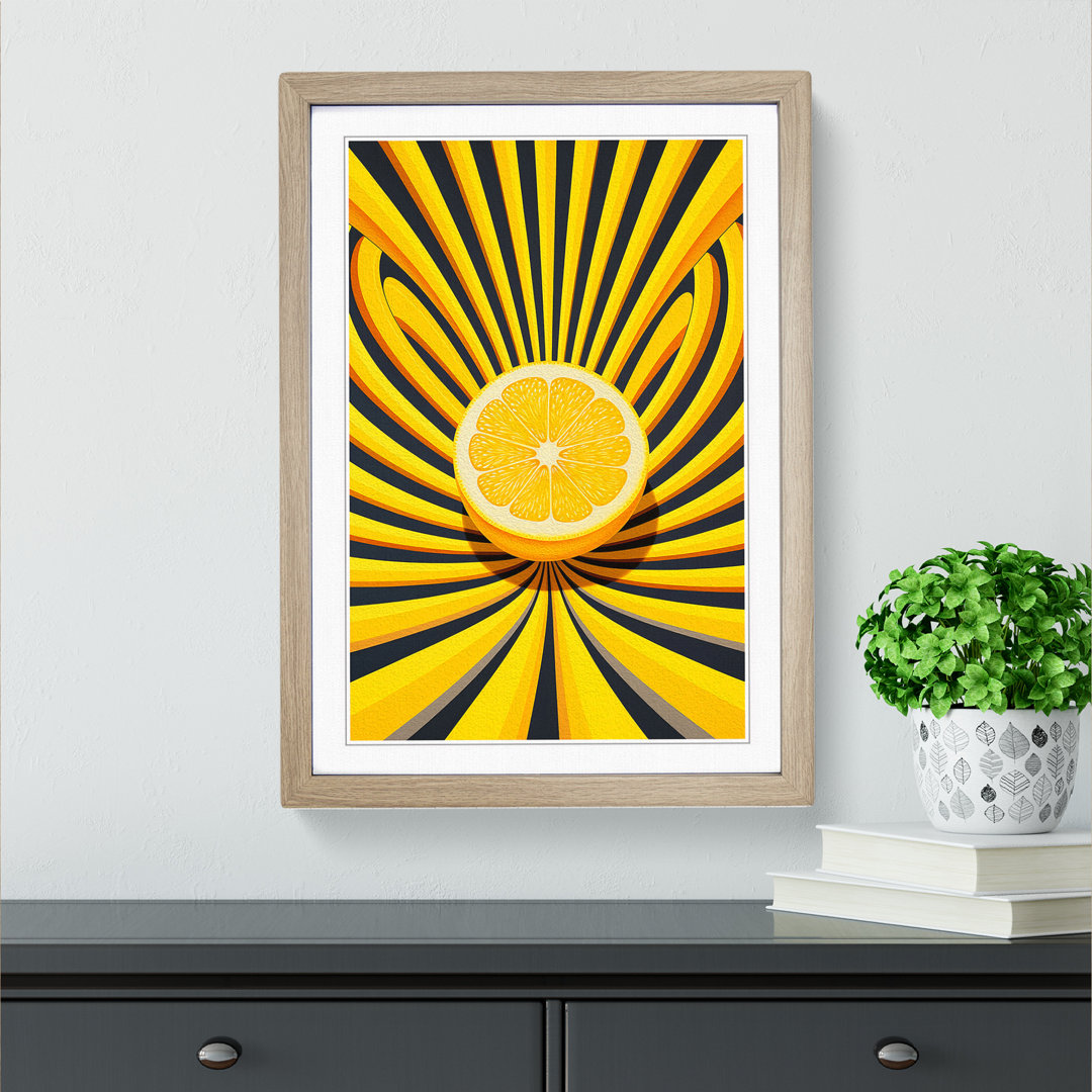 Sliced Lemon Op - Single Picture Frame Print on Wood