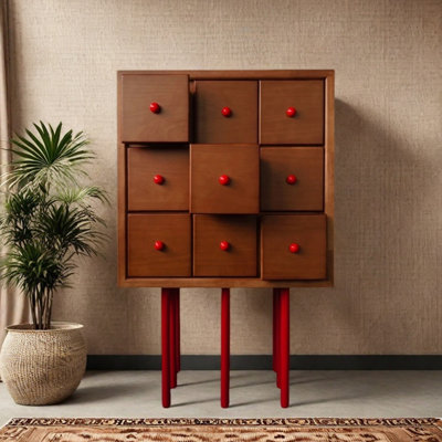 Wooden nine-drawer multi-functional accent chest