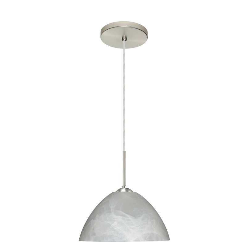 Tessa 1 - Light Single Pendant, Satin Nickel, Marble, Incandescent