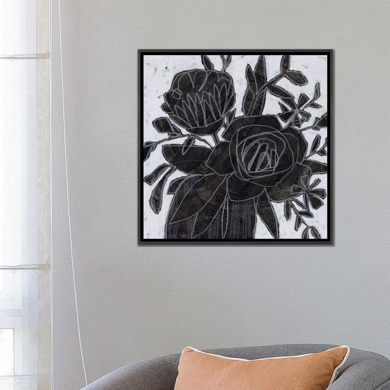 Print, H 26 po x l 26 po x P 1,5 po, Pas de tapis, Toile avec cadre noir patiné