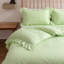 Ensemble de housse de couette de luxe 100% coton de très grande taille - Vichy vert avec bords à volants, ensemble de literie respirant doux 3 pièces, fermeture à glissière et 8 attaches de coin-131405120-131405115