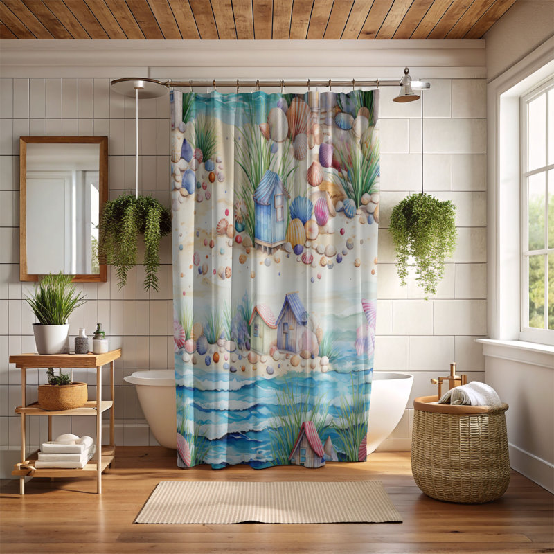 Rideau de douche abstrait Inayaat, H 74 po x l 71 po