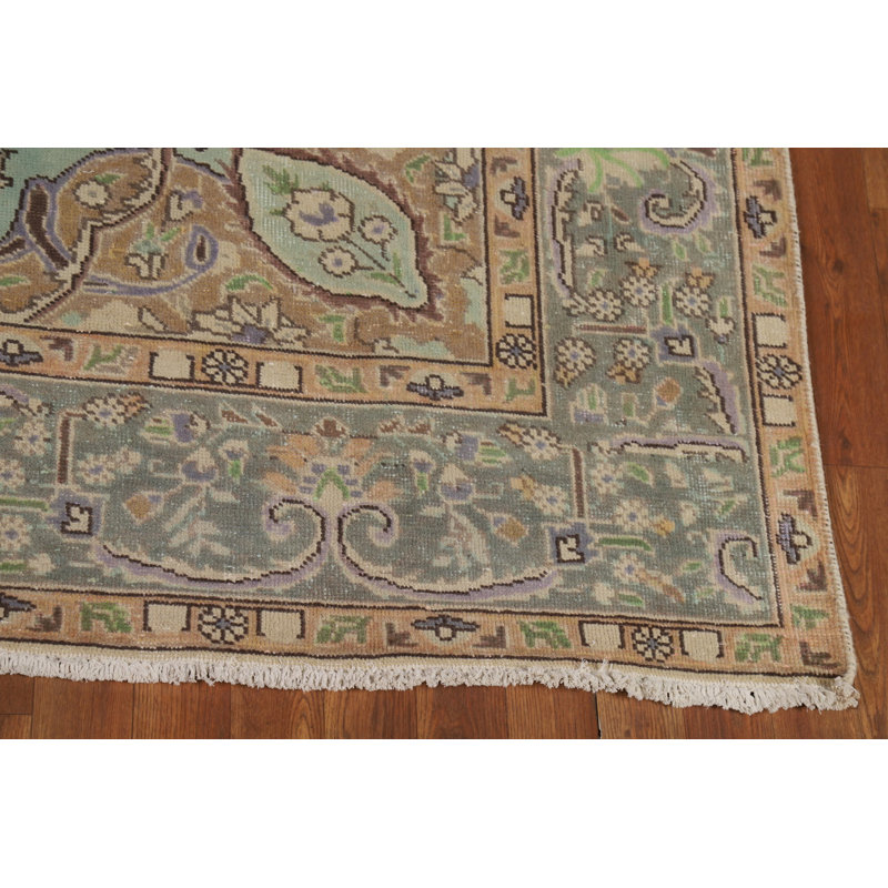 Tapis traditionnel turquoise vert médaillon 6 x 9