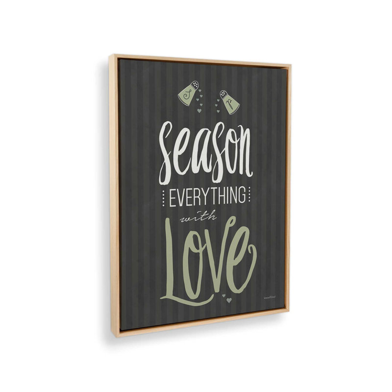 Saison tout avec amour, impression d'art à lettres et à lignes, Toile avec cadre, Tanné, L 18 po x H 24 po