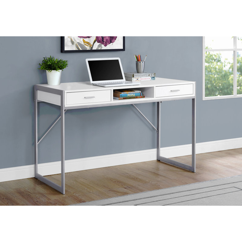 Bureau d'ordinateur, bureau personnel, ordinateur portable, tiroirs de rangement, L 48 po, stratifié de travail, métal, contemporain, moderne