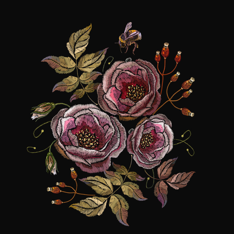 Vintage Buds Of Wild Rose - Wrapped Canvas Print, 30cm H x 30cm W x 3.8cm D