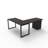 The City, Modern L-Shaped Office Desk for Office and Home, Grey Oak Top with Black Frame-92634380