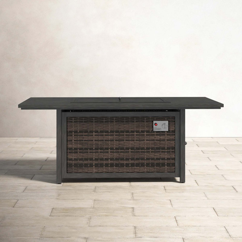 Aluminum/Wicker Propane Fire Pit Table