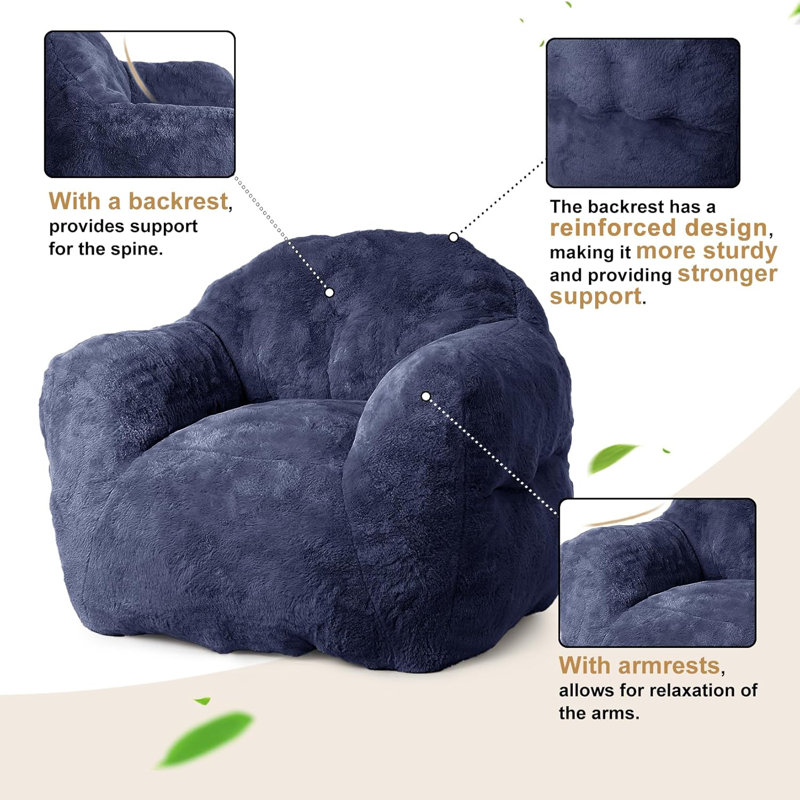Bean Bag Chair, Bean Bag Chairs for Kids Soft Beanbag Chair with Filler Included, Adult Bean Bag Couch Sofa with Armrests for Living Room Bedroom