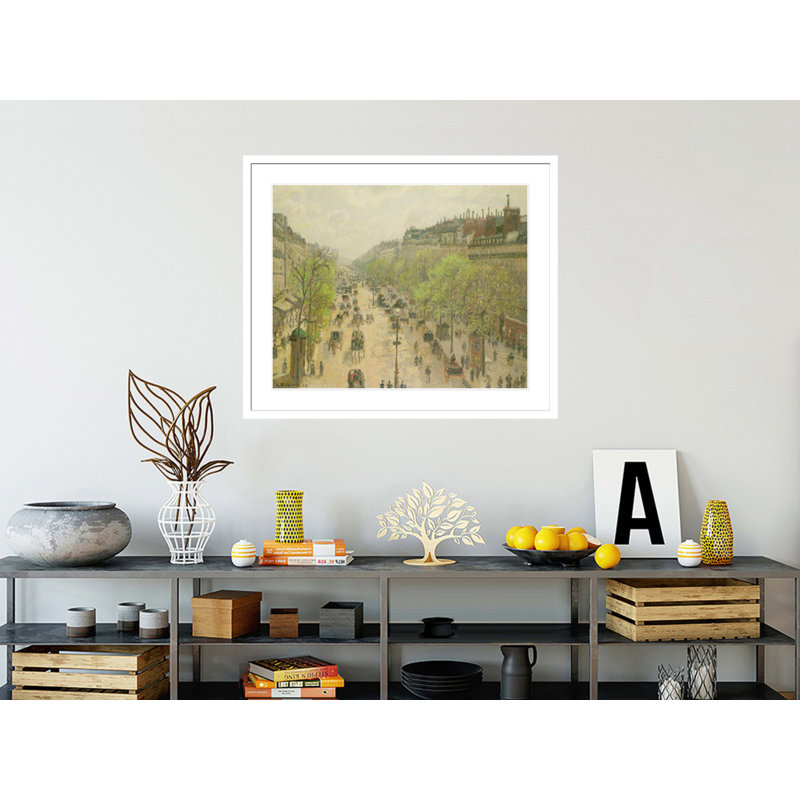 «Boulevard Montmartre Morning Gray Day» par Camille Pissarro, impression giclée sur cadre, H 17,75 po x l 20,81 po