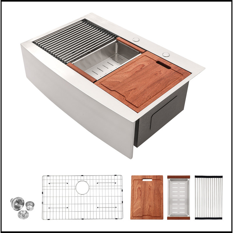 33*22*10 Inch Kitchen Sink Stainless Steel 16 Gauge Topmount Apron Front Kitchen Sink