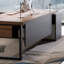 Bureau de direction en L en noyer massif avec tiroirs-823919687-823919686