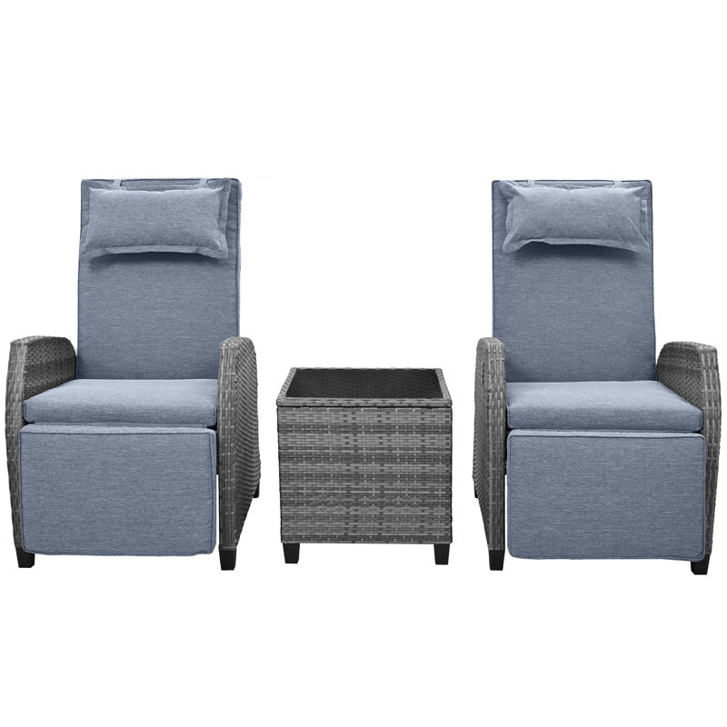 Outdoor Rattan Two-Person Combination With Coffee Table, Adjustable, Suitable For Courtyard, Swimming Pool, Balcony