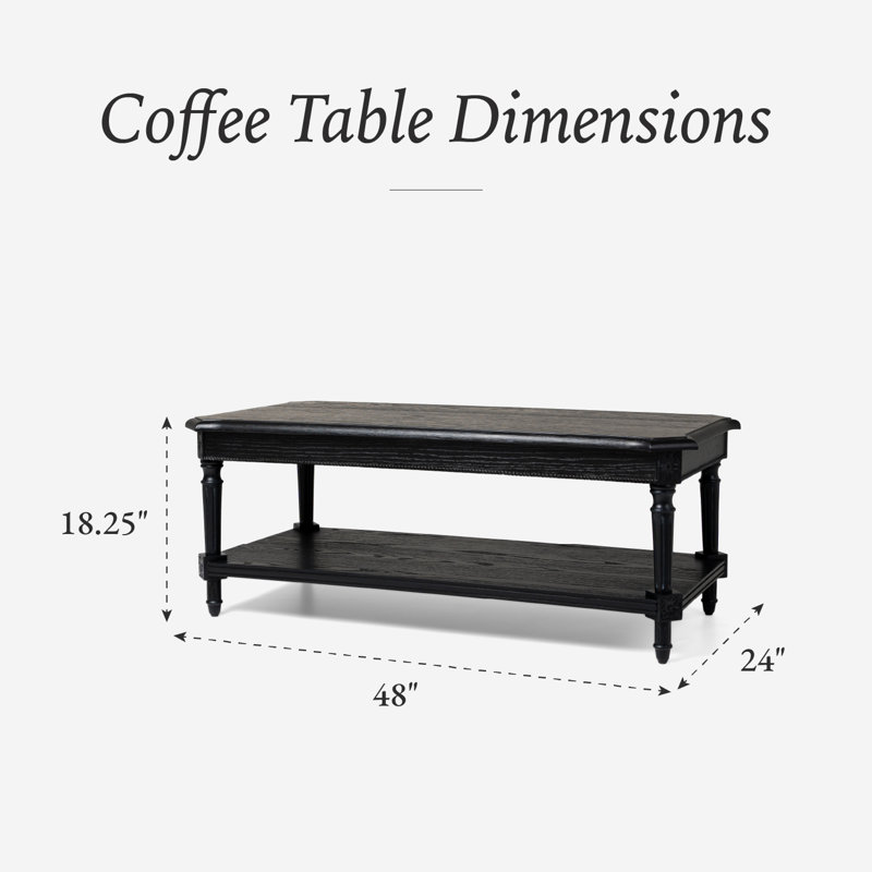 Maven Lane Pullman Rectangular Wooden Coffee Table, Antiqued Black