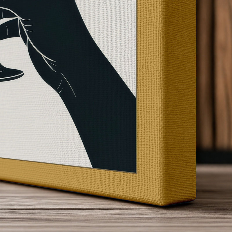 Martini in Hand Minimalist 1 Piece Wrapped Canvas Wall Art, 30x20 - 76.2 x 50.8 cm, Ochre Border