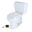 Eco Drake® Dual Flush Two-Piece Elongated 1.28 GPF Universal Height Toilet for 10 Inch Rough-In With Toilet Seat, Wax Ring and Toilet Mounting Bolts