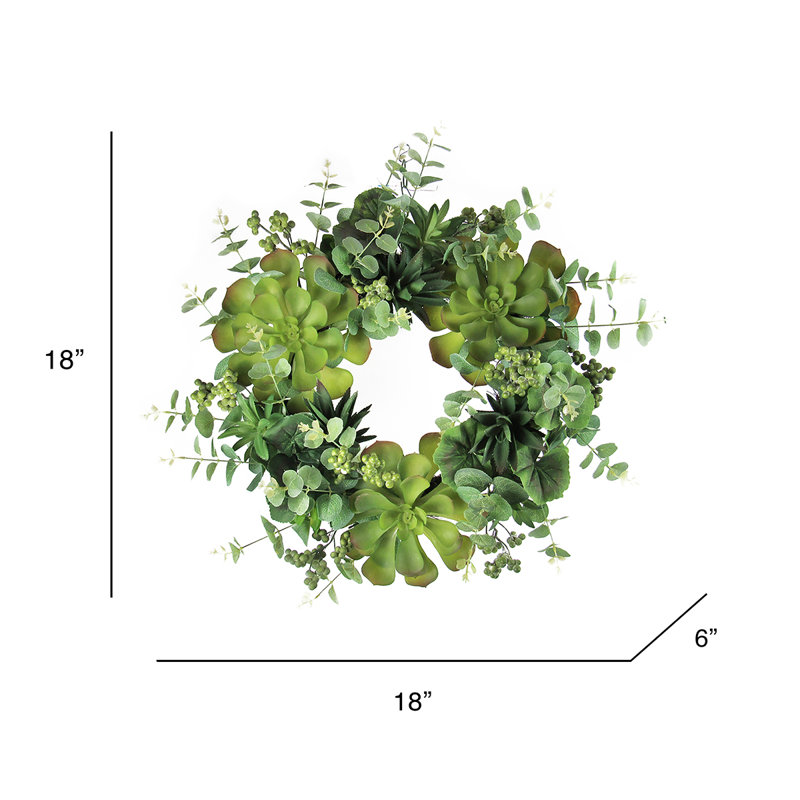 18" Mixed Succulent Eucalyptus Wreath