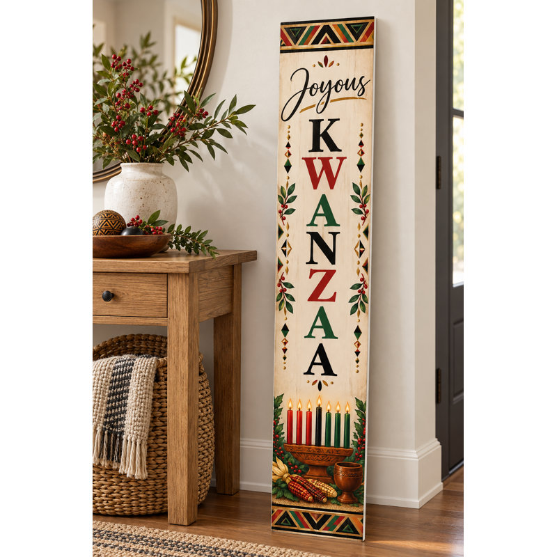 Panneau de véranda en PVC Joyous Kwanzaa Kinara - 36 po, 36 pouces