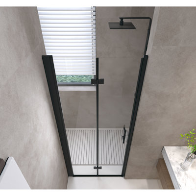 35 - 34"X72" Shower Door With 1/4" 6Mm  Tempered Glass, Matte Black Aluminum Frame, Performance, Easy Diy Installation Made Of Offering Protection Proof Film, High Efficiency Water Blocking For