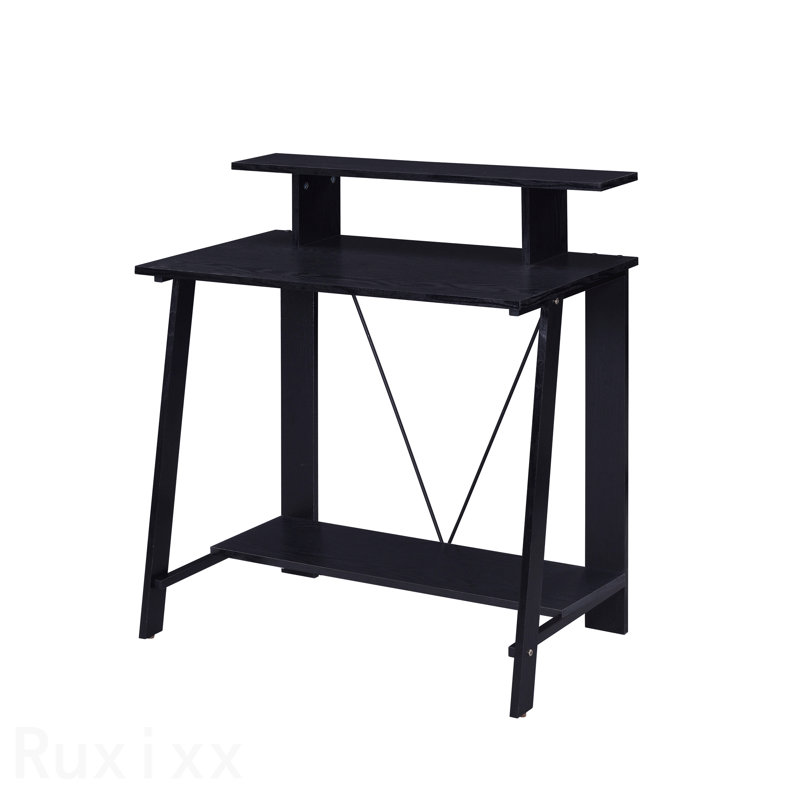 Bureau d'écriture noir avec tablette supérieure, Noir / Noir