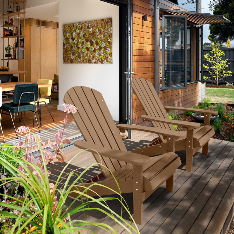 Ensemble de 2 chaises Adirondack en plastique pour l'extérieur, toutes saisons, pour la pelouse, le jardin, le foyer et la cour