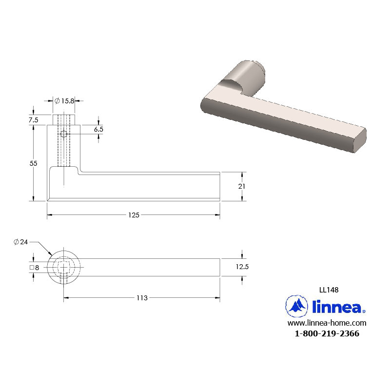 Door Lever, Satin Brass