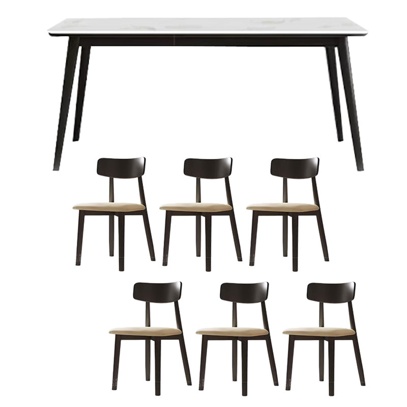 Table de salle à manger en bois de frêne noir, H 29,53 po x L 70,87 po x l 35,43 po