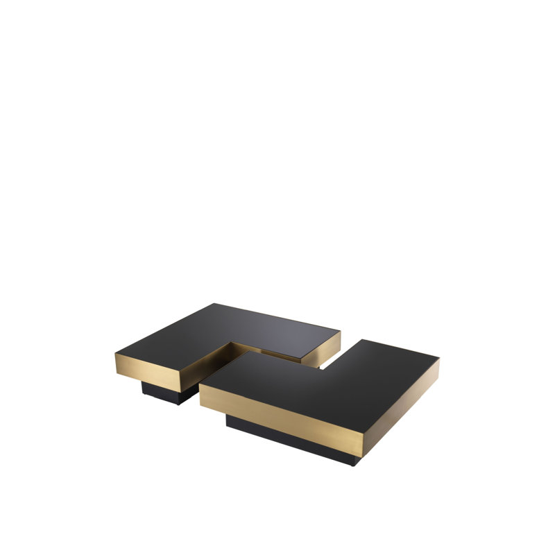 Nio Glass Coffee Table, Brushed Brass