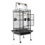 Cage à perroquet en fer forgé noir avec grande surface de jeu 68 po avec 4 roulettes verrouillables
