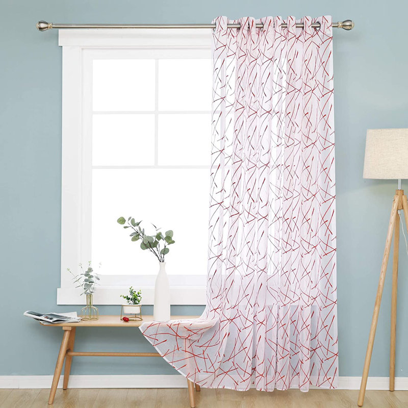 Aleksey Sheer Curtain Pair, 140 W x 180 D cm, Orange
