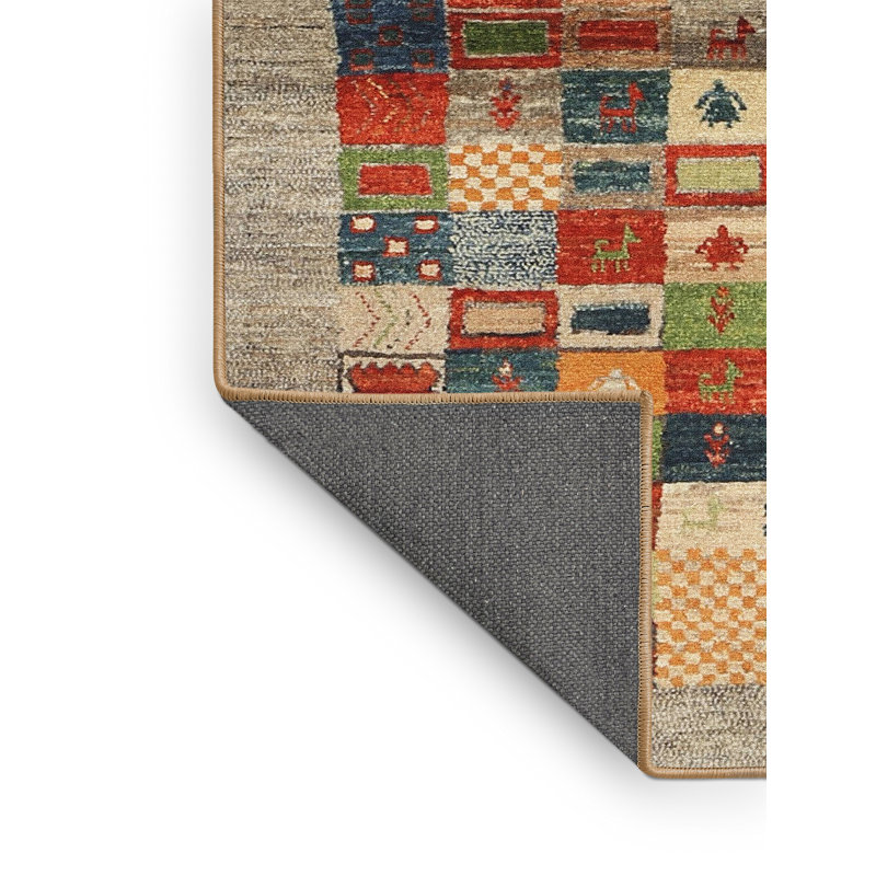 Tapis brun/rouge/beige contemporain Nathanson, Rectangle 6 pi x 9 pi