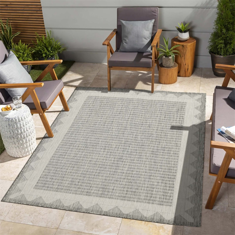 Tapis intérieur / extérieur argent Sunshine, Rectangle 7 pi 10 po x 10 pi 3 po