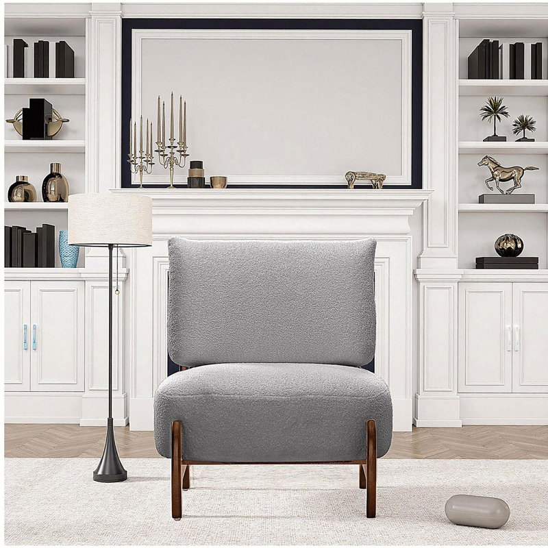 Chaise de loisirs en bois massif au design moderne et simple, équipée d'un siège et d'un dossier moelleux, pouvant être utilisée dans le salon ou la chambre à coucher (gris)