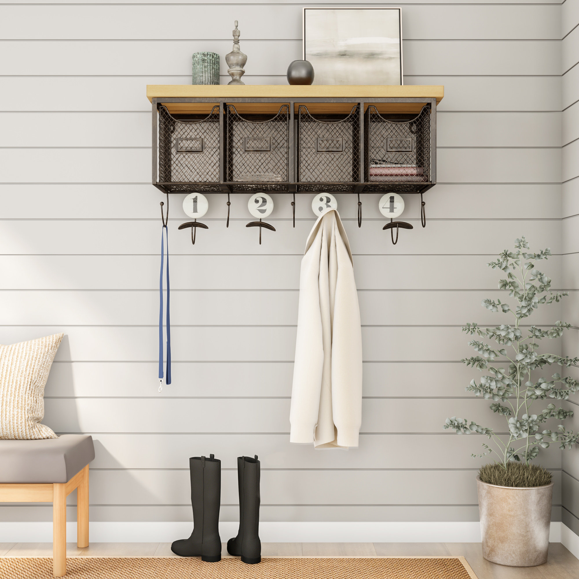 Gracie Oaks Calsbeck Metal Hook Wall Mounted Coat Rack with